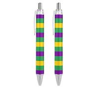 Lrtyuasq Fleur De Lis Mardi Gras Flag Penna a sfera personalizzata Penna a sfera per uomo donna penne retrattili 0,5 mm blu divertente stampato