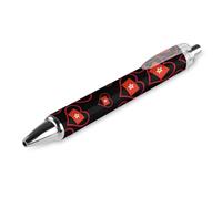 Lrtyuasq I Love Hong Kong Penna a sfera retrattile a forma di cuore rosso da 0,5 mm, inchiostro nero, per uomo e donna