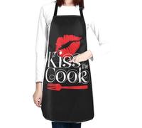 Lrtyuasq Kiss The Cook Grembiule regolabile con tasca per donne uomini grembiule impermeabile regali per cucina pittura, Baciare il cuoco Bacio Rosso, Taglia unica