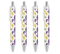 Lrtyuasq Mardi and Grass Fleur De Lis Penna a sfera retrattile portatile inchiostro blu penna a sfera Penne da lavoro per casa ufficio