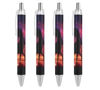 Lrtyuasq Mystic Sunset Unicorn Penne a sfera nere retrattili per diario penne da lavoro per forniture per ufficio