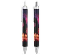 Lrtyuasq Mystic Sunset Unicorn Penne a sfera nere retrattili per diario penne da lavoro per forniture per ufficio
