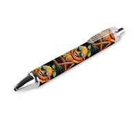 Lrtyuasq Orange Beach Time Penna a sfera retrattile nera con fusto rotondo a punta fine 0,5 mm 1/2