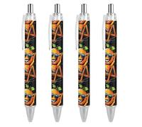Lrtyuasq Orange Beach Time Penna a sfera retrattile nera con fusto rotondo a punta fine 0,5 mm 1/2