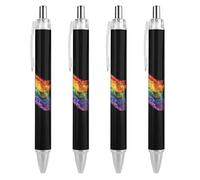 Lrtyuasq Paisey LGBT Penna a sfera personalizzata con bandiera arcobaleno penna a sfera per uomo donna penne retrattili 0,5 mm blu divertente stampato