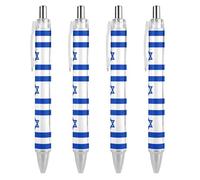 Lrtyuasq Penna a sfera con bandiera israeliana con bandiera israeliana personalizzata penna a sfera per uomini donne penne retrattili 0,5 mm blu con stampa divertente, stile