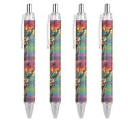 Lrtyuasq Penna a sfera con occhiali vintage a forma di giraffa, penna a sfera per uomini e donne, penne retrattili da 0,5 mm, blu con stampa divertente, stile
