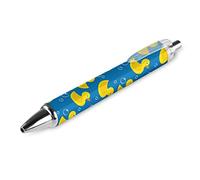 Lrtyuasq Penna a sfera in gomma gialla a forma di anatra penna a sfera penna a sfera portatile inchiostro blu penna per casa ufficio