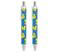 Lrtyuasq Penna a sfera in gomma gialla a forma di anatra penna a sfera penna a sfera portatile inchiostro blu penna per casa ufficio