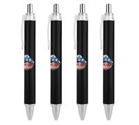 Lrtyuasq Penna a sfera personalizzata con labbra patriottiche del 4 luglio penna a sfera per uomo donna penne retrattili 0,5 mm blu divertente stampato