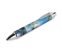 Lrtyuasq Penna a sfera retrattile con stampa caffè greco a Santorini, penna a sfera portatile con inchiostro blu, penne da lavoro per casa e ufficio
