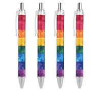 Lrtyuasq Penna a sfera retrattile LGBT Tie Dye con bandiera arcobaleno inchiostro nero 0,5 mm penne a punta fine forniture per ufficio