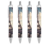 Lrtyuasq Penna a sfera retrattile Paris Torre Eiffel, inchiostro nero, punta fine da 0,5 mm, forniture per ufficio