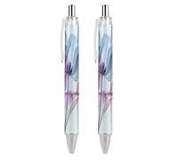 Lrtyuasq Penne a rullo astratto blu tulipano floreale penne a sfera nere penna retrattile penna da lavoro penne per forniture per ufficio