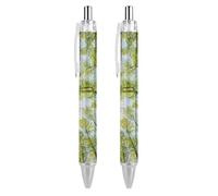 Lrtyuasq Penne a sfera nere, penna a sfera a inchiostro gel, scrittura liscia, retrattile, punta fine da 0,5 mm, per scuola, ufficio, motivo natura foresta Greenwood