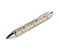 Lrtyuasq Penne a sfera nere, penna a sfera, scrittura liscia, penna gel retrattile, punta fine 0,5 mm, per scuola e ufficio, motivo con simboli musicali colorati