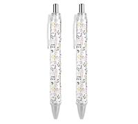Lrtyuasq Penne a sfera nere, penna a sfera, scrittura liscia, penne gel retrattili, punta fine 0,5 mm, per scuola, ufficio, note musicali, motivo motivo