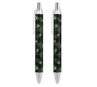 Lrtyuasq Penne a sfera retrattili con piuma di pavone penna a inchiostro gel scrittura liscia 0,5 mm inchiostri neri fini forniture per ufficio