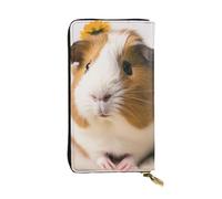 Lrtyuasq Portafoglio in pelle stampata con bandiera del Canada, con 12 porta carte di credito e 3 fermasoldi, pochette lunga per uomo e donna, Simpatico porcellino d'India con fiori, 4.13"(L) x