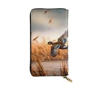 Lrtyuasq Portafoglio in pelle stampata con cane Husky con 12 porta carte di credito e 3 fermasoldi, pochette lunga per uomo e donna, Anatra selvaggia volante da caccia 4, 4.13"(L) x 7.48"(W), Moderno