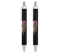 Lrtyuasq Skull Hockey Flames Penna a sfera personalizzata penna a sfera per uomo donna penne retrattili 0,5 mm blu divertente stampato