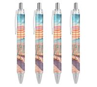 Lrtyuasq Sunrise at The Beach - Penna a sfera retrattile, inchiostro nero, punta fine da 0,5 mm, forniture per ufficio