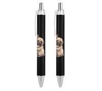 Lrtyuasq Tow Hug Pug Dogs divertente penna a sfera retrattile liquido rotolamento penne a sfera regali personalizzati per uomini donne ufficio lavoro
