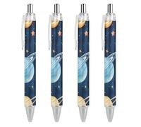 Lrtyuasq Universes Galaxy Solar System Penna a sfera retrattile nera a punta fine da 0,5 mm, ad asciugatura rapida, scrittura liscia