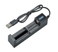 Lrtzizy Caricabatteria Ricaricabile Universale Ricarica USB 1 Slot Caricabatteria al Litio per 18650 26650 14500 16340 ABS