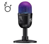 LRUFOB Microfono USB per PC, PS4, PS5 e Mac, microfono a condensatore per computer con muto rapido, 192 kHz/24 bit, 8 RGB, Hi-Fi, riduzione del rumore profondo, testa microfono da 16 mm, microfono da