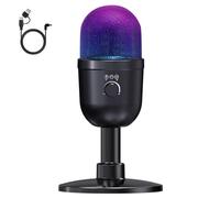 LRUFOB Microfono USB per PC, PS4, PS5 e Mac, microfono a condensatore per computer con muto rapido, 192 kHz/24 bit, 8 RGB, Hi-Fi, riduzione del rumore profondo, testa microfono da 16 mm, microfono da