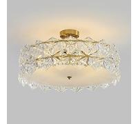 LRUII Modern Crystal Chandeliers Semi Flush Mount Ceiling Light Fixture Round Vintage Glass Low Profile Ceiling Lamp for Living Room Bedroom Dining Room Kitchen Foyer, with Dimmable Bulb