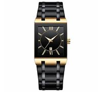 Lrw200h Orologi per uomo e donna in acciaio inox orologio quadrato da uomo con data analogico al quarzo orologio da polso, D, misura unica