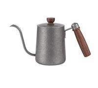 LRXFPIYF Bollitore a Collo di Cigno Ergonomico | Finitura Argento invecchiato, Uniforme, Bollitore con Manico in Legno, per Casa, Del Caffè, 600ML