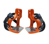 LRXFPIYF Pedana in Acciaio Inossidabile per Staffe da Equitazione con Design Ergonomico E Supporto per Il Piede in Alluminio con Copertura in Gomma Protettiva, Arancione