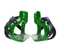 LRXFPIYF Pedana in Acciaio Inossidabile per Staffe da Equitazione con Design Ergonomico E Supporto per Il Piede in Alluminio con Copertura in Gomma Protettiva, Verde