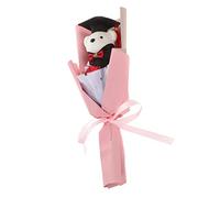 LRXIYODE 1 Mazzo Bouquet Laurea Decorativo con Fiori Artificiale Profumati e Pupazzo Rosa Accessorio Fotografico per Festa Laurea e Regalo Originale per Neolaureati