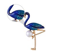 LRXIYODE 1 Pezzo Spilla Fenicottero Spilla Smaltata Spilla Animale Fermaglio Decorativo Pettorale Smaltato Spilla Chic Spilla Di Perle Sul Petto Pettorina Di Perle Lega Blu