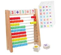 LRXIYODE 1 Set Abaco Legno per Carte Numeriche Educativo Matematica per Sviluppo Cognitivo e Apprendimento Visivo Significativo per e Montessori con Perline Colorate