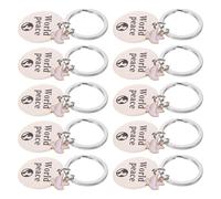 LRXIYODE 10 Pezzi Portachiavi con Simbolo della Pace Colomba in Acciaio Inossidabile Resistente All'usura Decorativo per Chiavi Auto e Accessori da Donna e Uomo