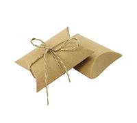 LRXIYODE 100 Pezzi Scatole Regalo Matrimonio a Forma di Cuscino in Carta Kraft con Corda, Eleganti Scatoline per Bomboniere e Confezioni per Cioccolatini