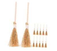 LRXIYODE 12 Mini Scope da Strega in Legno per Halloween, Decorazione Casa in Miniatura, Accessori Scenici Leggeri per Festa e Foto a Tema