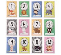 LRXIYODE 12 Pezzi Carte Mensili per Commemorare la Crescita Ragazzo Ragazza per Legno Design Creativo e Delicato, Accessorio Fotografico come Idea Regalo per Mamme