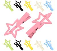 LRXIYODE 12 Pezzi Fermagli per Chioma a Becco D’Anatra in Metallo Color Pastello a Forma di Stella Piccole Mollette Leggere per Ragazze Accessori Chioma Decorativi per Uso Quotidiano e