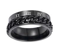 LRXIYODE 1pezzi Anello Rotante Acciaio Titanio Unisex Con Numeri Romani Gioiello Decorativo Per Occasioni Speciali Matrimonio e Festa Taglia
