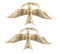 LRXIYODE 2 Pezzi Anelli Aperti Regolabili in Acciaio Resistente con della Pace Vintage Simbolo di Amicizia e Libertà Anelli Animali per Donne per Uso Quotidiano ed Eventi