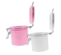 LRXIYODE 2 pezzi Barattoli per Conservare Colla per Extension Ciglia Contenitori Stile Elegante Resistenti e Compatti per Uso Professionale e Domestico per Viaggi Bianco e Rosa