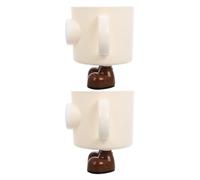 LRXIYODE 2 Pezzi Bicchieri per Manico Tazze da Bagno in Plastica con Occhi Cartoon Grandi Portaspazzolino Divertente per Igiene Autonoma e Risciacquo Facile