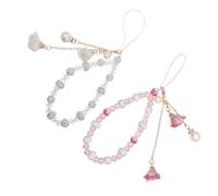LRXIYODE 2 Pezzi Bracciale Creativo per Cellulare Fiore in Lega di Cristallo, Design Unico, Misura 12,7x1 Cm, Comodo da Indossare per Passeggiate e Shopping Quotidiano