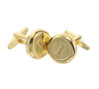 LRXIYODE 2 Pezzi Cufflinks da Uomo Lettera Classica in Rame Dorato per | Design Inciso, Bordi Arrotondati e Chiusura Sicura, Comfort Raffinato per Viaggi e Cerimonie